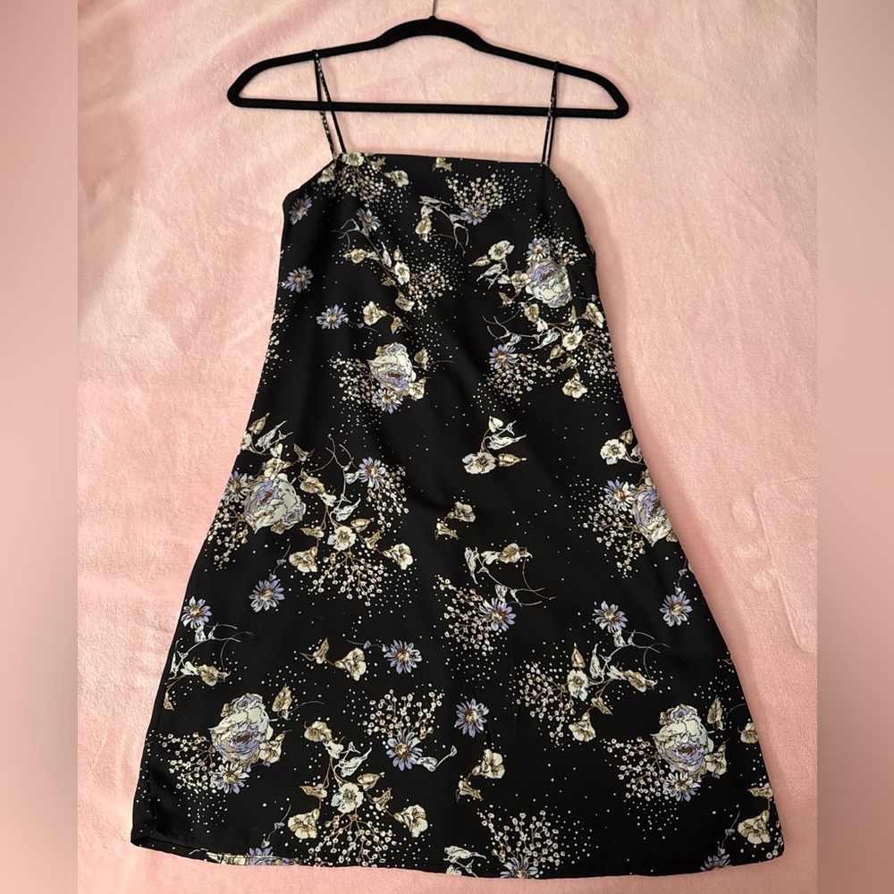 Francesca’s Floral Black Slip Dress XXS